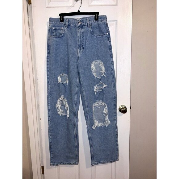 BDG Urban Outfitters Baggy Boyfriend Medium Wash Denim Distressed Size 32 - Picture 1 of 11